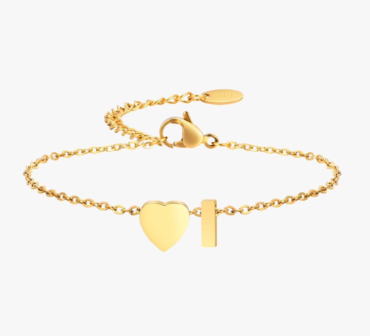 PULSERA LETRA INICIAL CORAZÓN EN ORO